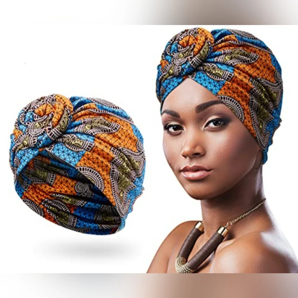 Vibrant Front Knot Patterned Headwrap Headscarf Turban Bandana O/S NWOT